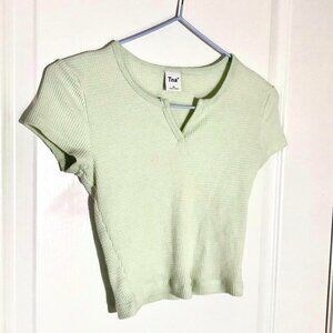 tna light green waffle crop top